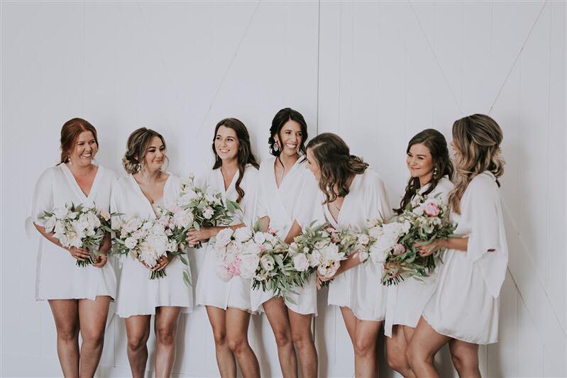 All White Bridal Party.