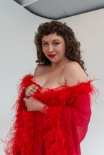Siren Red Chiffon and Feather Robe