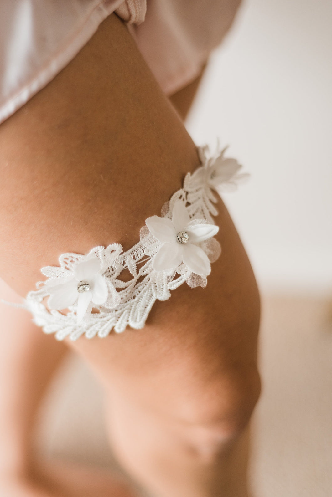 Accessories - Bridal Garter With Diamante Flowers