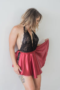 Bodysuit - Harper Lace Bodysuit With Asymmetrical Skirt