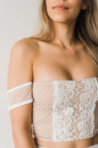Crops - Belle Lace Crop Top With Tulle Arm Bands