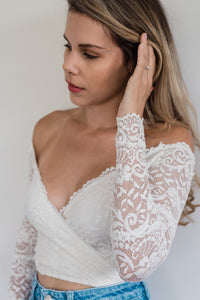 Crops - Veda White Lace Off The Shoulder Crop